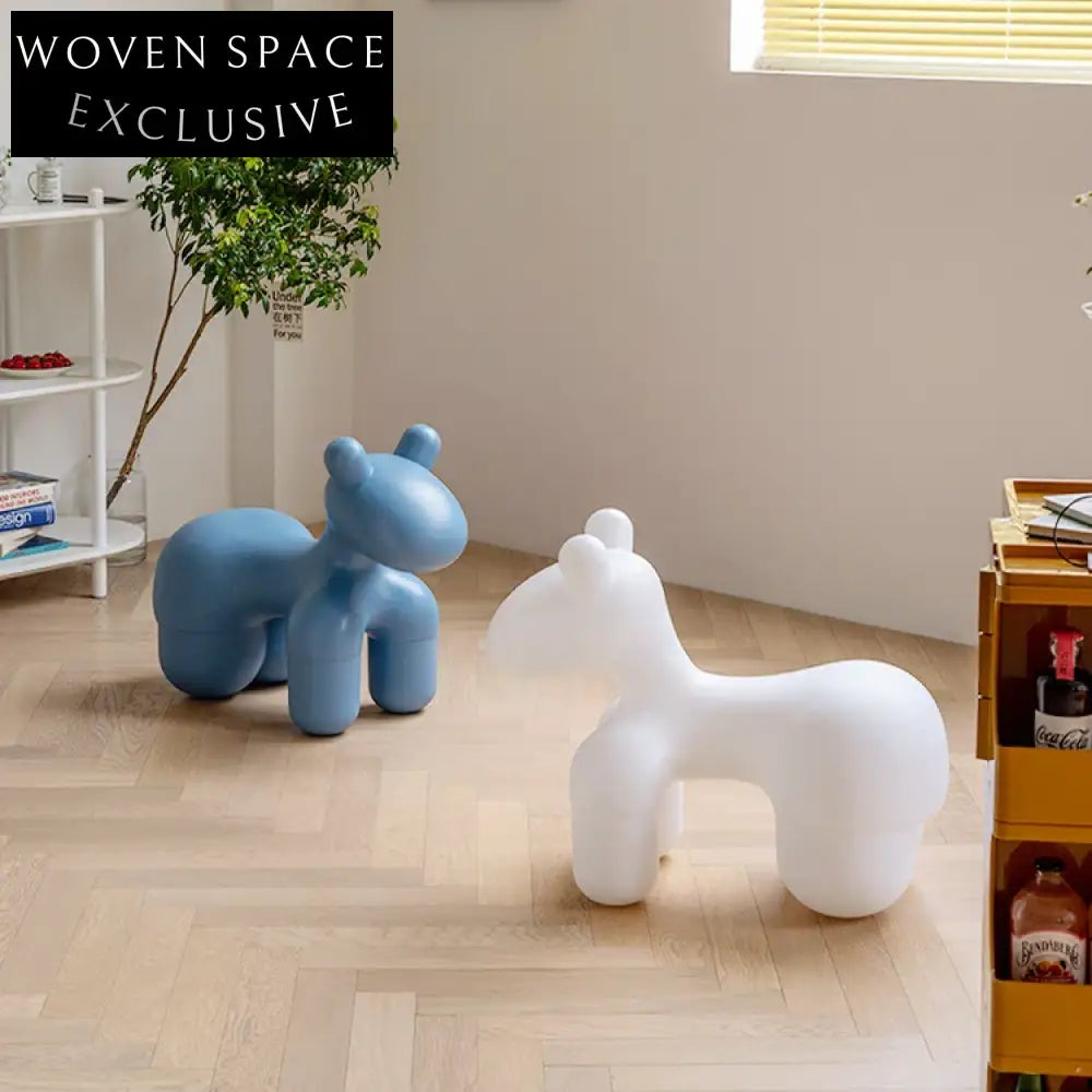 Cozy Wool Fabric Horse Kids Chair - Soft PE Frame Animal Play Seat