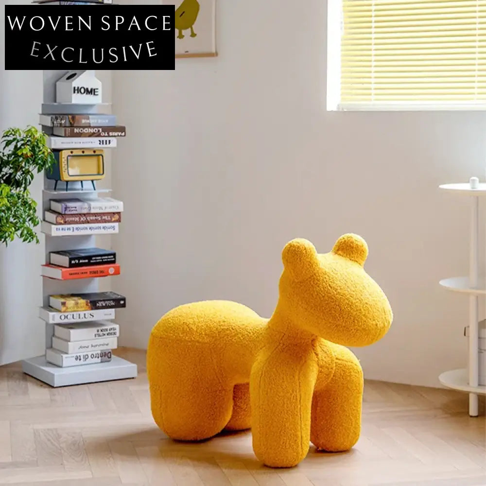 Cozy Wool Fabric Horse Kids Chair - Soft PE Frame Animal Play Seat