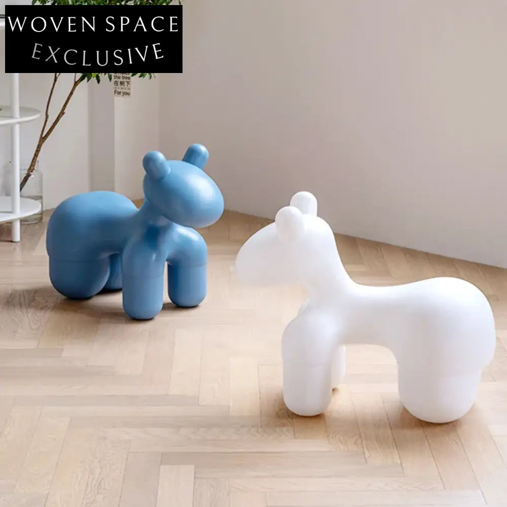 Cozy Wool Fabric Horse Kids Chair - Soft PE Frame Animal Play Seat