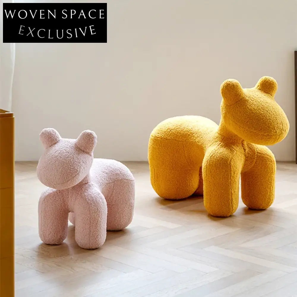 Cozy Wool Fabric Horse Kids Chair - Soft PE Frame Animal Play Seat