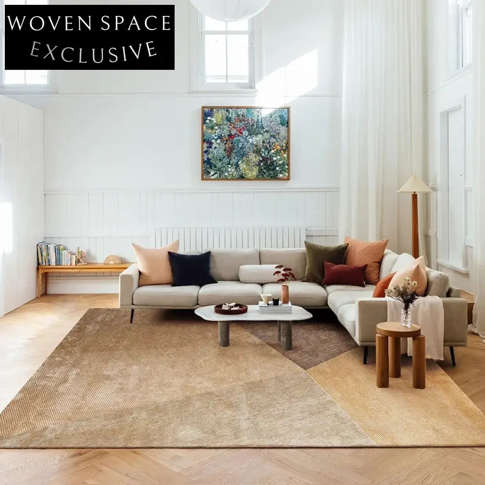 Cream Fluffy Nordic Geometric Pattern Area Rug for Living Room Bedroom Decor