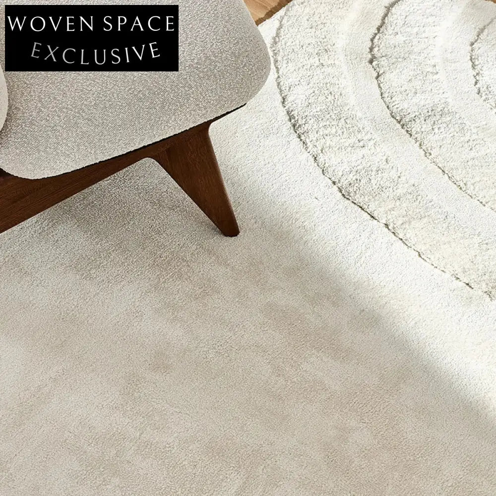 Cream Milk Silk Area Rug - Soft Woven Traditional Living Room Carpet