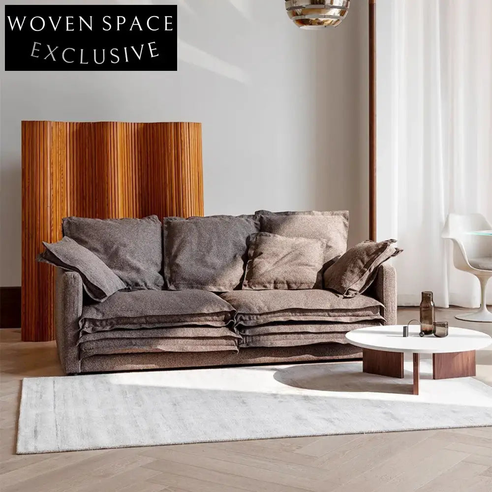 Cream Style Light Luxury Solid Wood Feather Linen Upholstery Corner Sofa