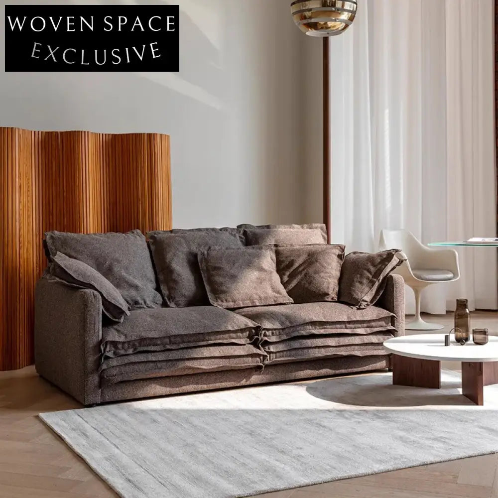 Cream Style Light Luxury Solid Wood Feather Linen Upholstery Corner Sofa