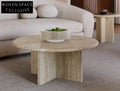 Tostone French Retro Cream Natural Travertine Coffee Table for Modern Living Rooms