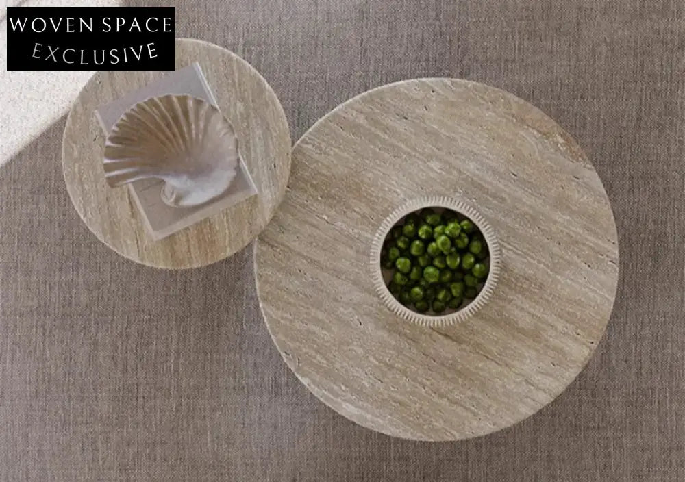 Tostone French Retro Cream Natural Travertine Coffee Table for Modern Living Rooms