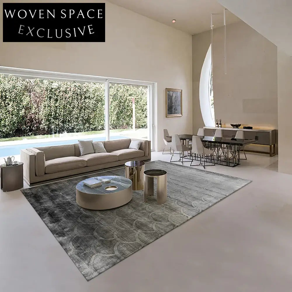 Cream Wabi-Sabi Style Modern Minimalist Living Room Area Rug