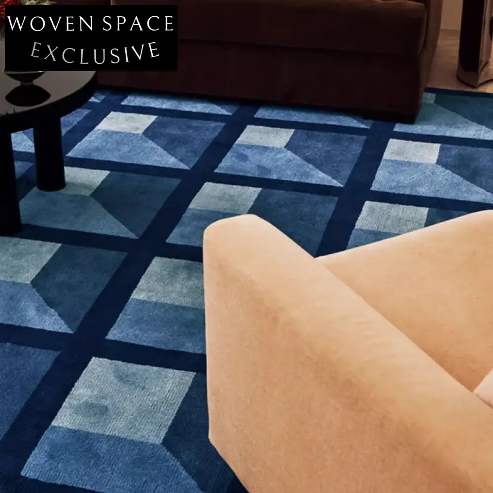 Cream Wood Wilton Geometric Polyester Area Rug for Living Room