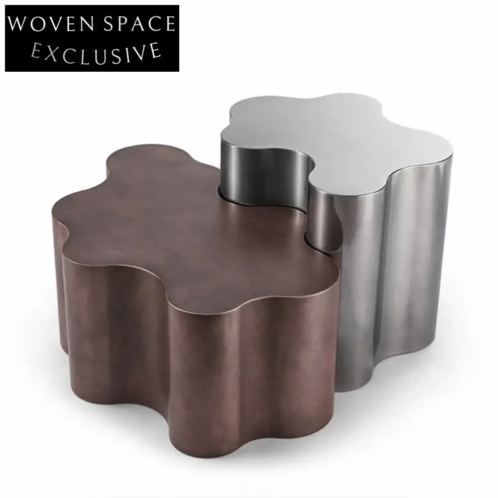 Creative Combination Metal Coffee Table, Modern Unique Shape End Table for Living Room