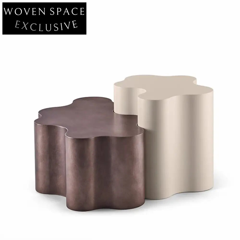 Creative Combination Metal Coffee Table, Modern Unique Shape End Table for Living Room