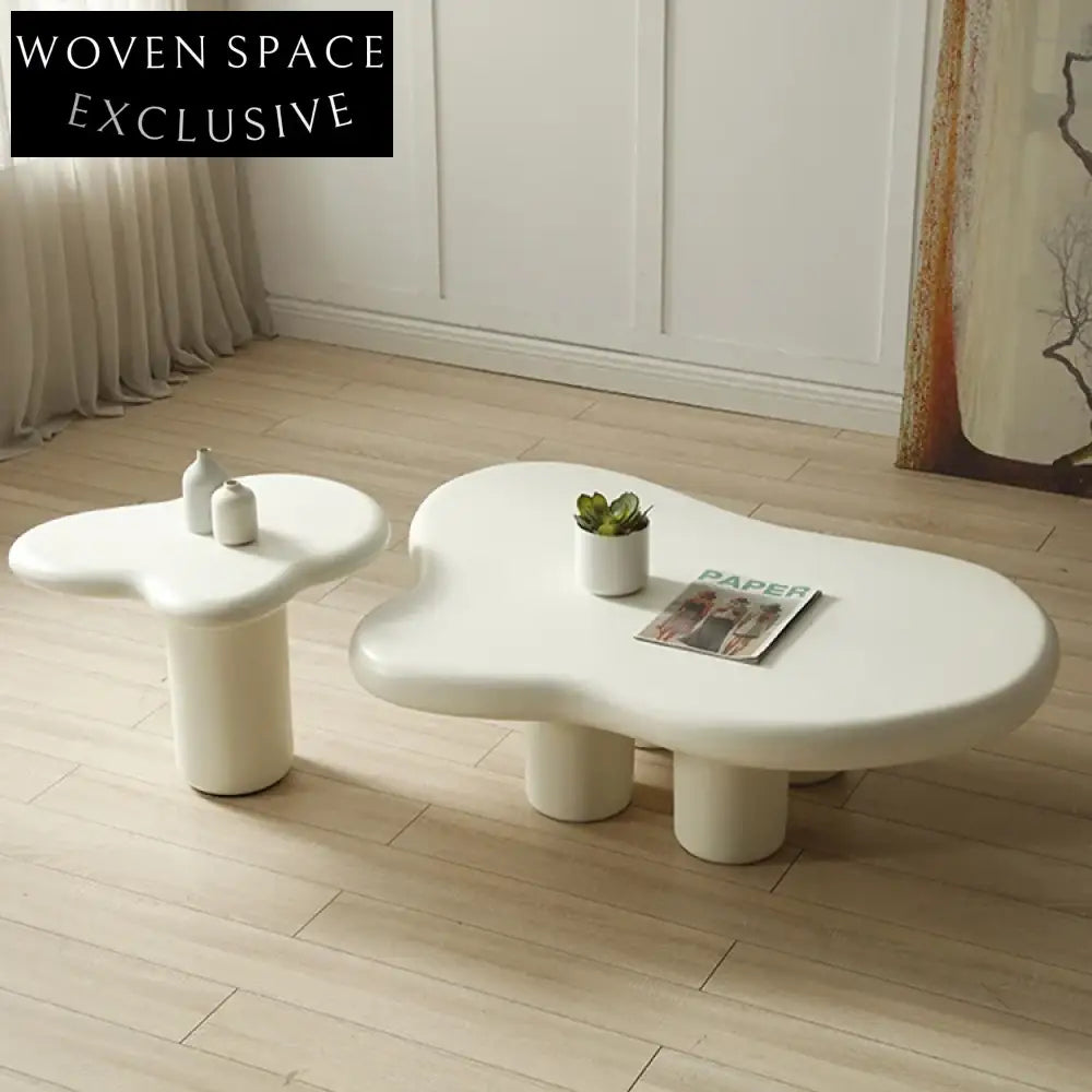 Creative Designer Beige Net Shaped Fiberglass Living Room Coffee Table