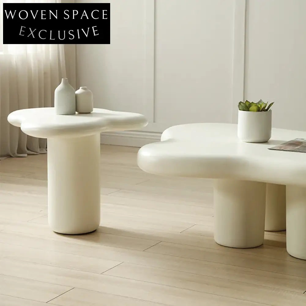 Creative Designer Beige Net Shaped Fiberglass Living Room Coffee Table