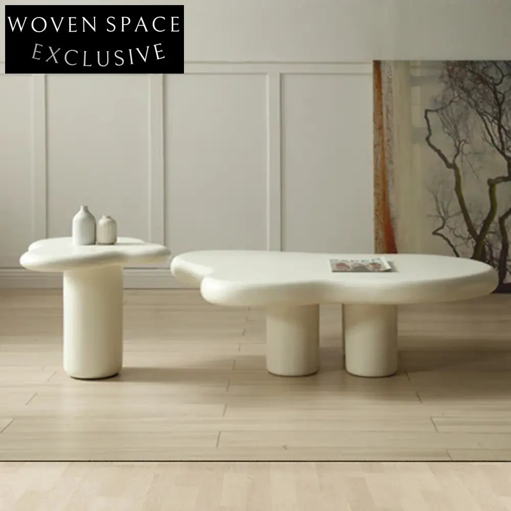 Creative Designer Beige Net Shaped Fiberglass Living Room Coffee Table