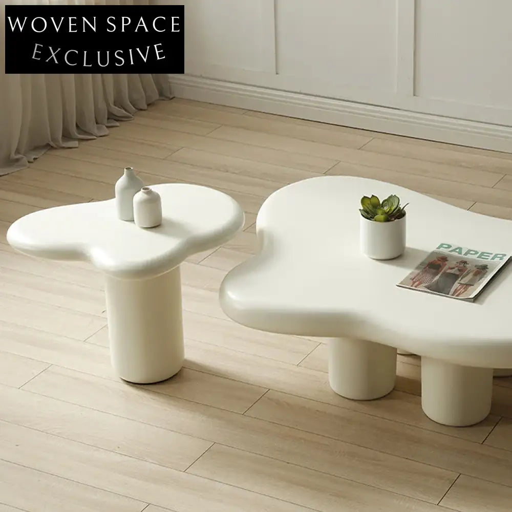 Creative Designer Beige Net Shaped Fiberglass Living Room Coffee Table