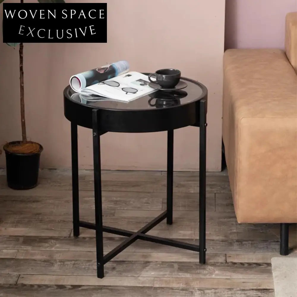 Creative Gear Clock Glass Top Coffee Table with Modern Metal Legs