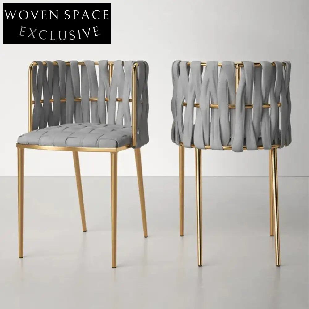 Creative Nordic Fabric Knitting Metal Frame Backrest Comfortable Dining Chair