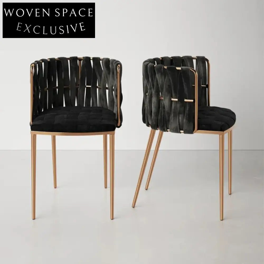 Creative Nordic Fabric Knitting Metal Frame Backrest Comfortable Dining Chair
