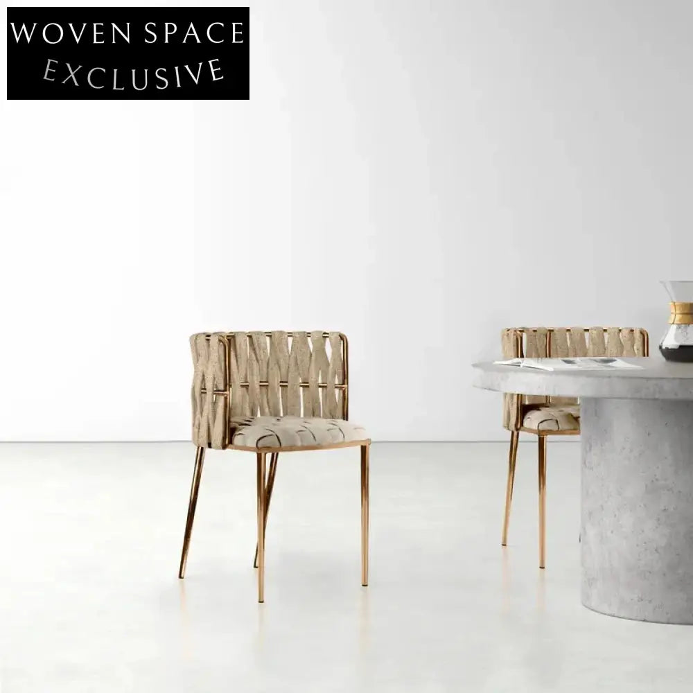 Creative Nordic Fabric Knitting Metal Frame Backrest Comfortable Dining Chair