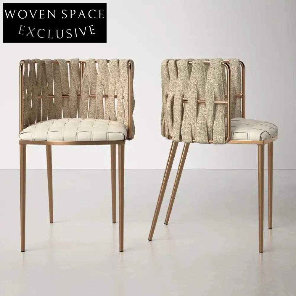 Creative Nordic Fabric Knitting Metal Frame Backrest Comfortable Dining Chair