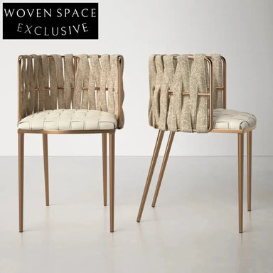 Creative Nordic Fabric Knitting Metal Frame Backrest Comfortable Dining Chair