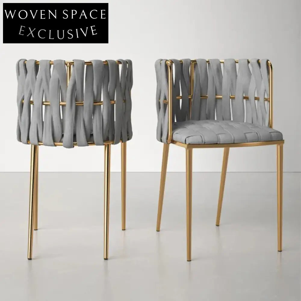 Creative Nordic Fabric Knitting Metal Frame Backrest Comfortable Dining Chair