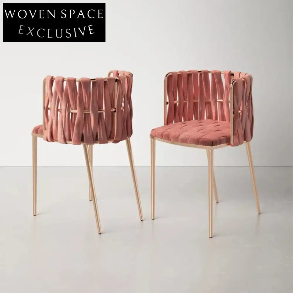 Creative Nordic Fabric Knitting Metal Frame Backrest Comfortable Dining Chair