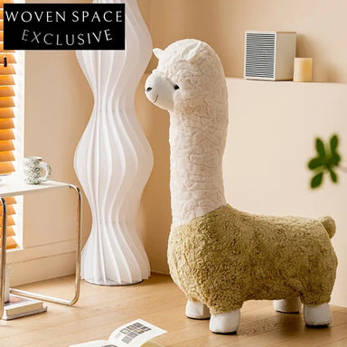 Creative Plush Alpaca Animal Stool for Children's Room or Living Area