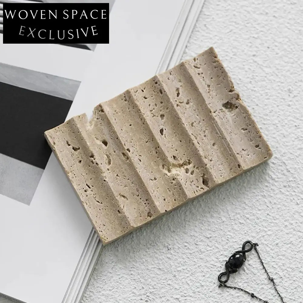 Creative Travertine Wave Storage Tray for Bathroom, Retro Marble Tabletop Decoration