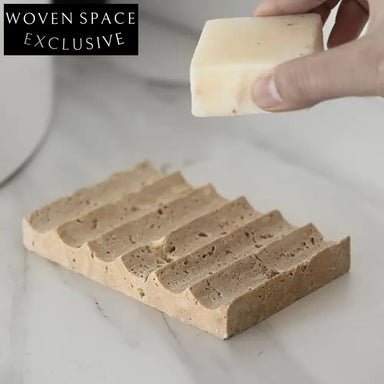 Creative Travertine Wave Storage Tray for Bathroom, Retro Marble Tabletop Decoration