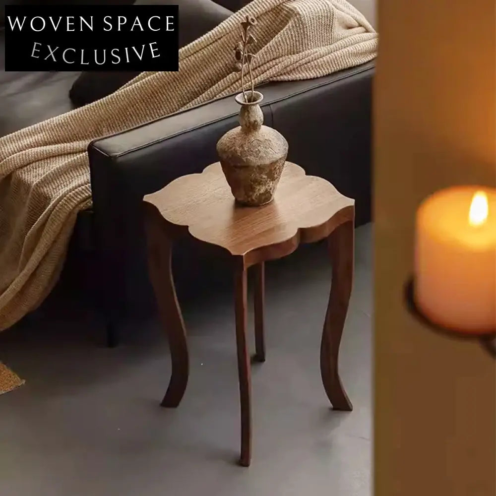 Creative Walnut Wood Modern Side Table for Living Room & Bedroom Decor