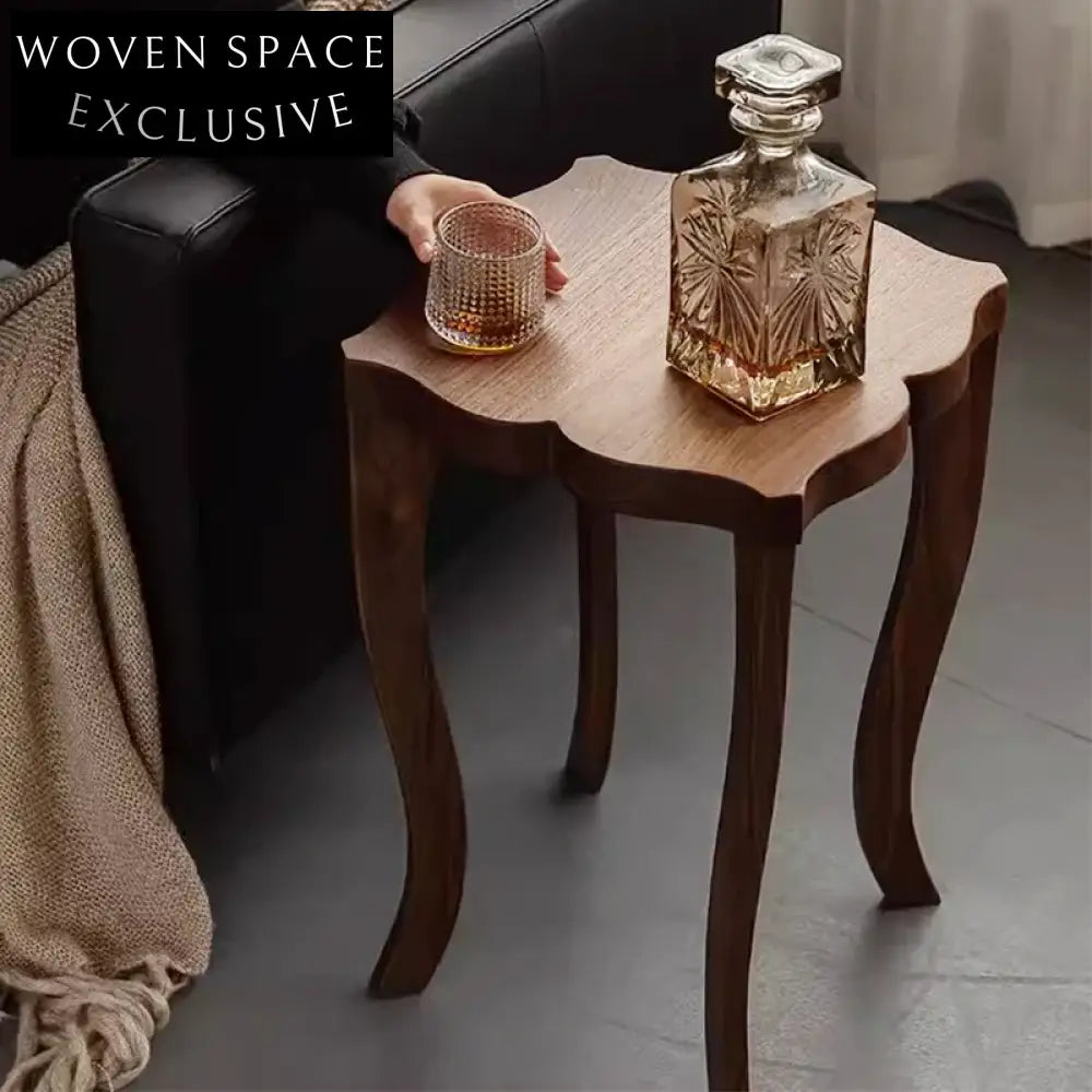 Creative Walnut Wood Modern Side Table for Living Room & Bedroom Decor