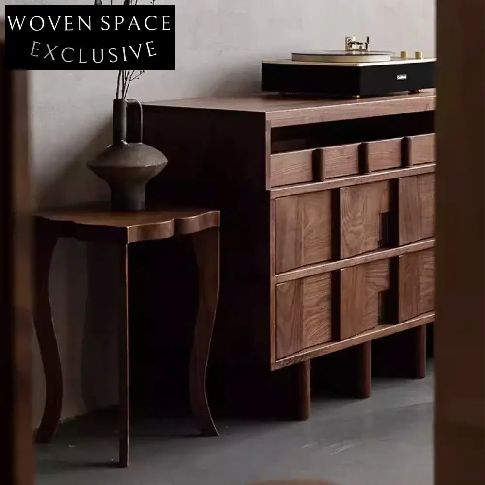 Creative Walnut Wood Modern Side Table for Living Room & Bedroom Decor