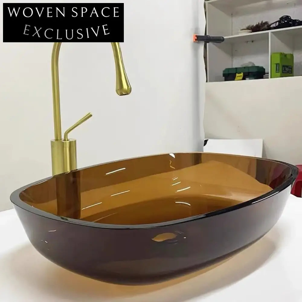 Crystal Clear Tempered Glass Oval Countertop Bathroom Art Vessel Sink