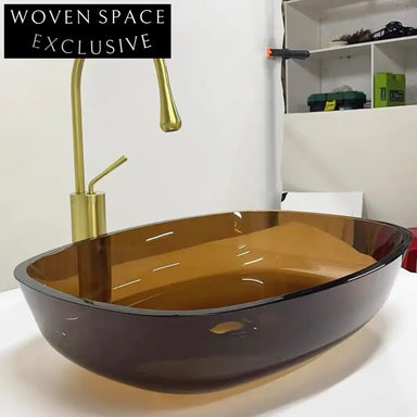 Crystal Clear Tempered Glass Oval Countertop Bathroom Art Vessel Sink