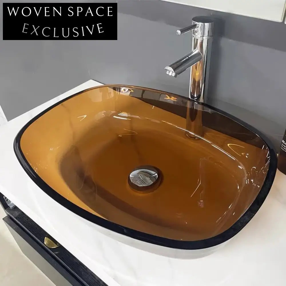 Crystal Clear Tempered Glass Oval Countertop Bathroom Art Vessel Sink