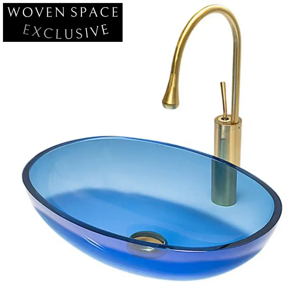 Crystal Clear Tempered Glass Oval Countertop Bathroom Art Vessel Sink