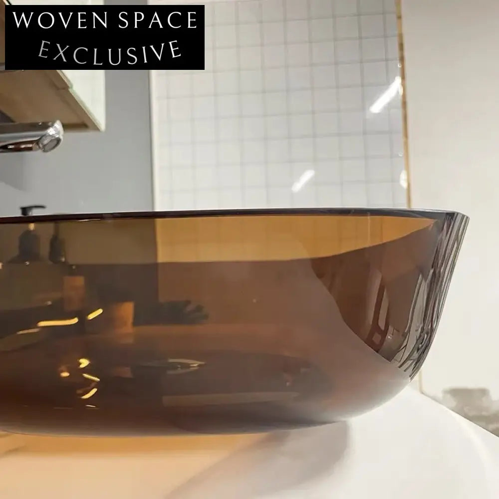 Crystal Clear Tempered Glass Oval Countertop Bathroom Art Vessel Sink