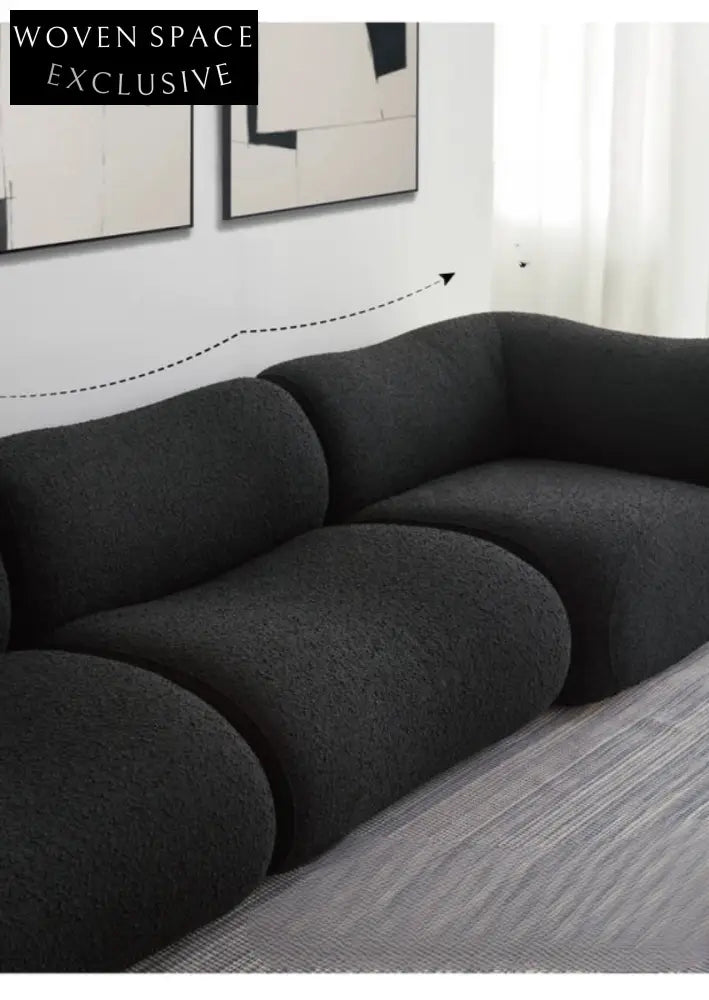 curved fabric sofa lambskin