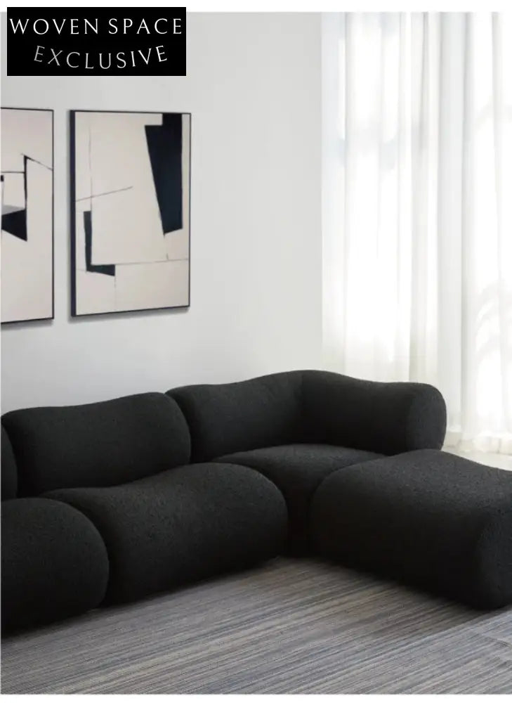 curved fabric sofa lambskin