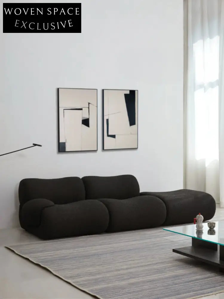 curved fabric sofa lambskin