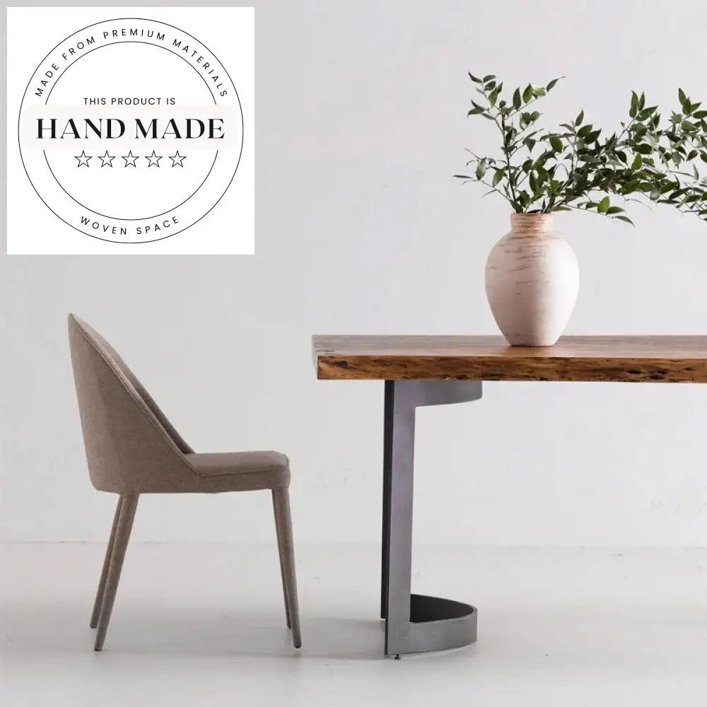 Curved Industrial Solid Mango Wood Dining Table With Iron Legs