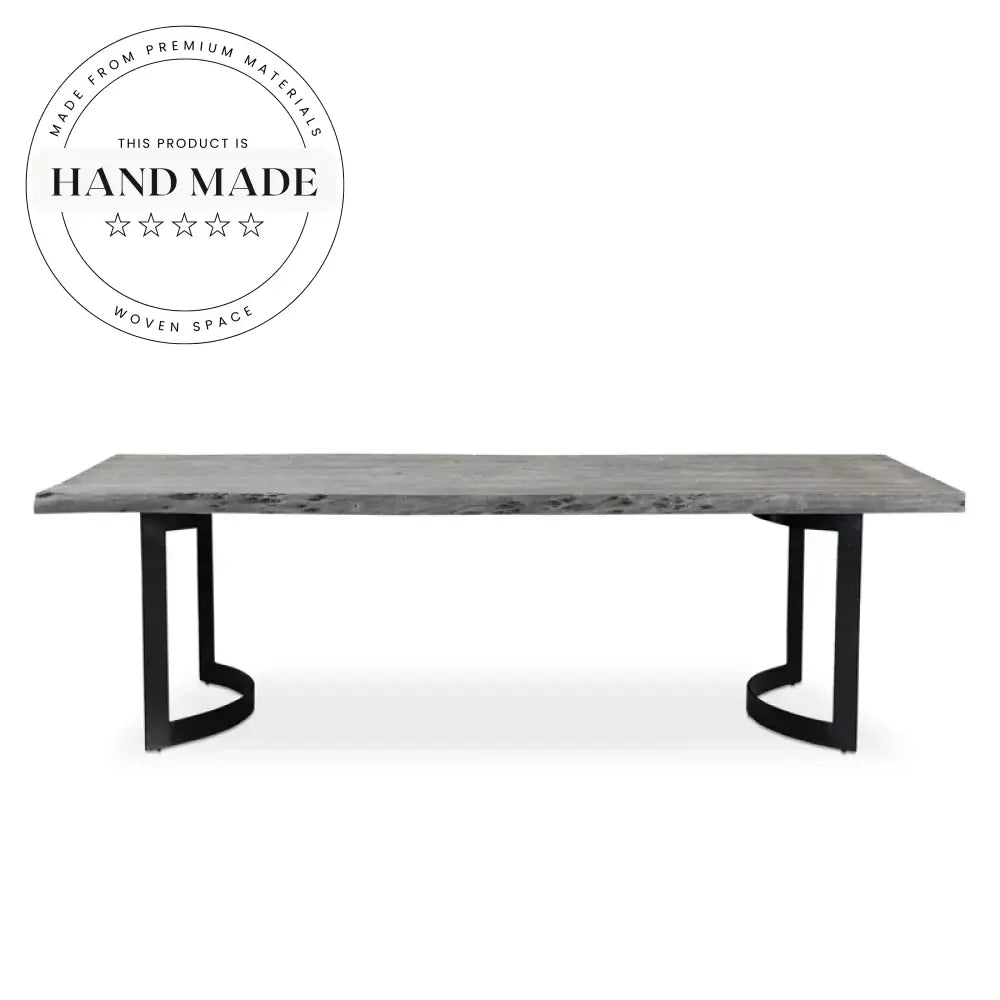 Curved Industrial Solid Mango Wood Dining Table With Iron Legs