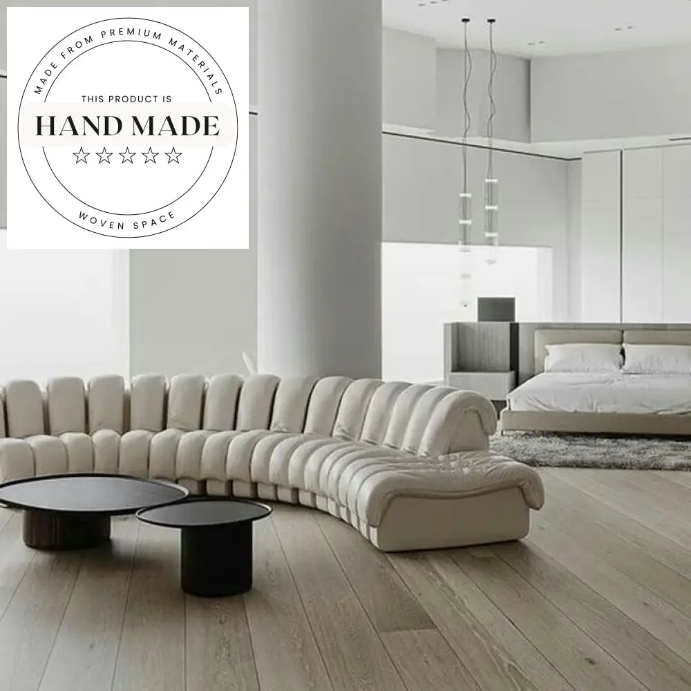 Curved Modular Italian Designer Genuine Leather Sectional Sofa