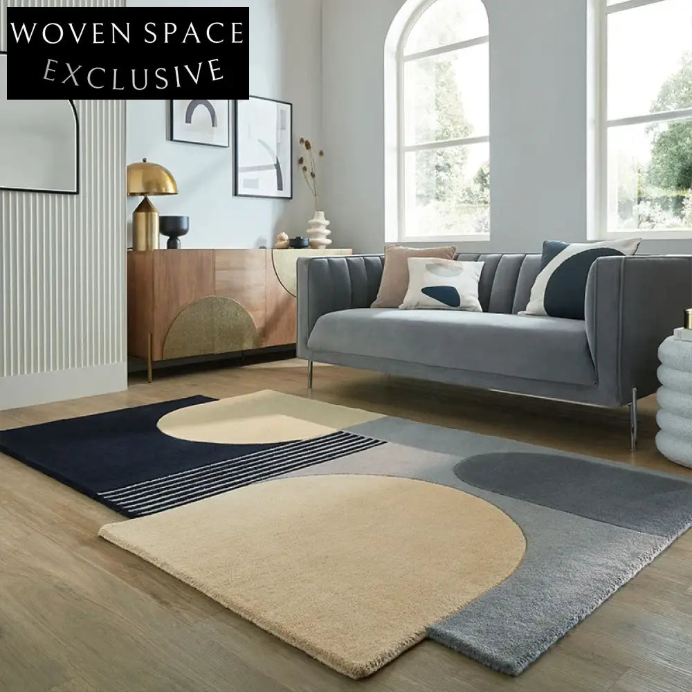 Custom Green Wool Rug - Modern Minimalist Long Pile Area Carpet