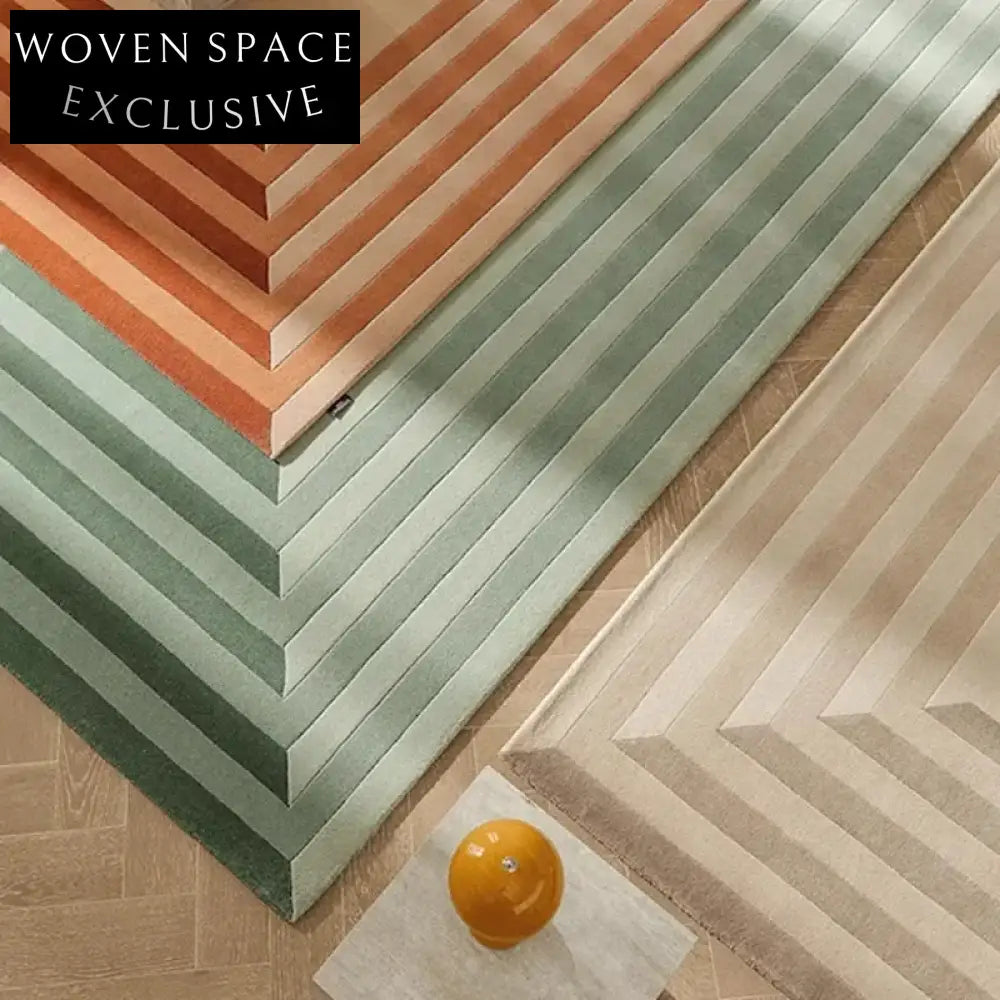 Custom Handmade Bauhaus Geometric Filament Silk Area Rug for Modern Homes