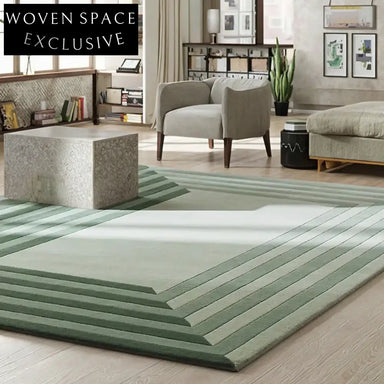 Custom Handmade Bauhaus Geometric Filament Silk Area Rug for Modern Homes