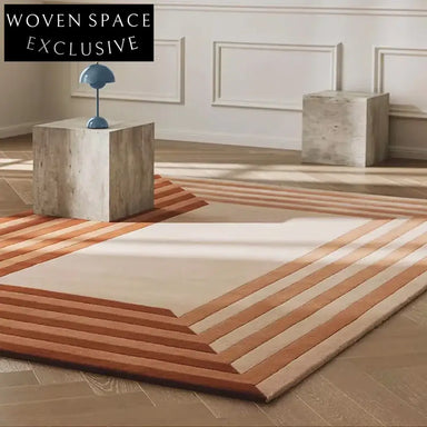Custom Handmade Bauhaus Geometric Filament Silk Area Rug for Modern Homes