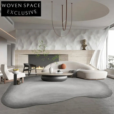 Custom Irregular Shaped Woolen Area Rug for Modern Wabi-Sabi Living Rooms