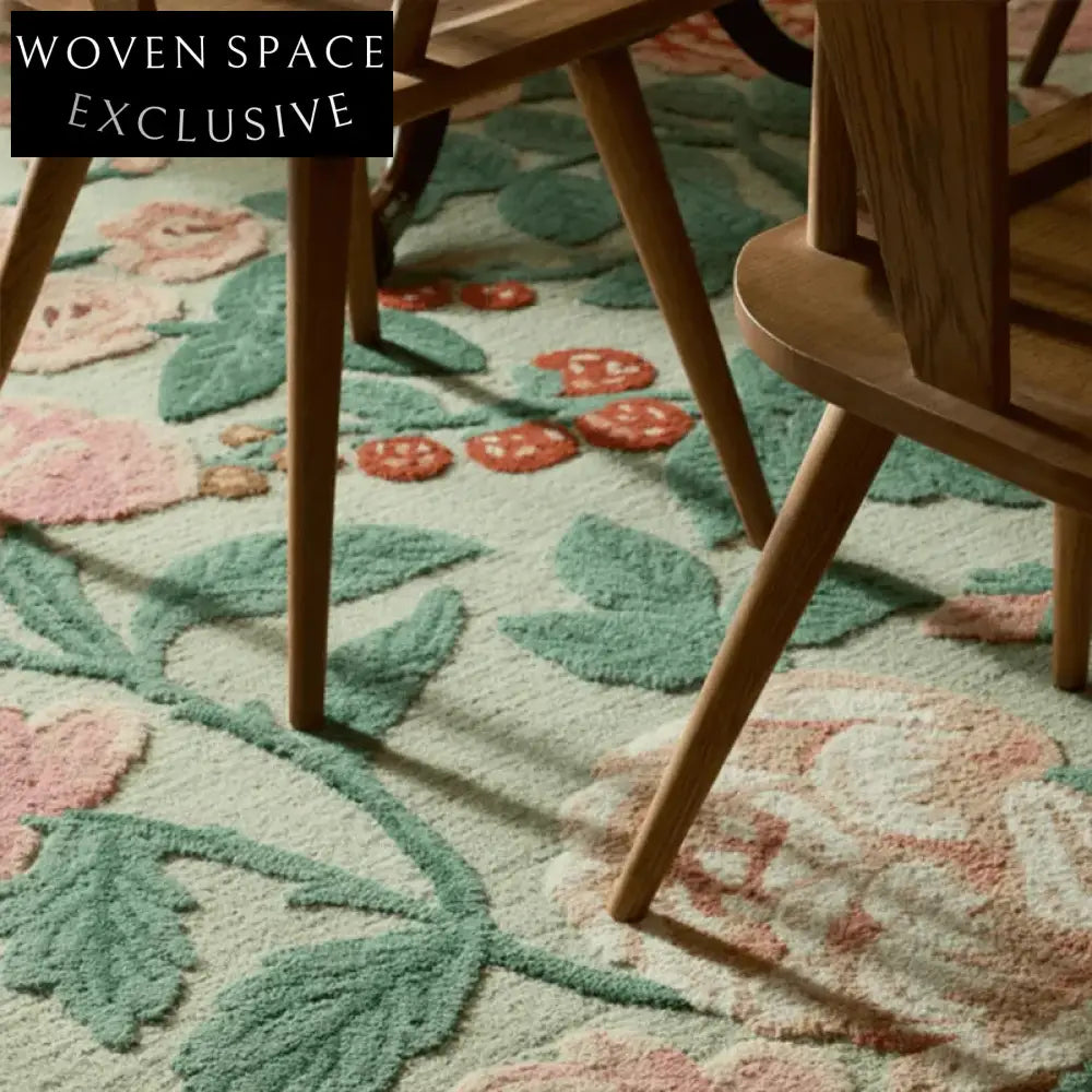 Custom Modern Minimalist Green Striped Wool Area Rug for Bedroom