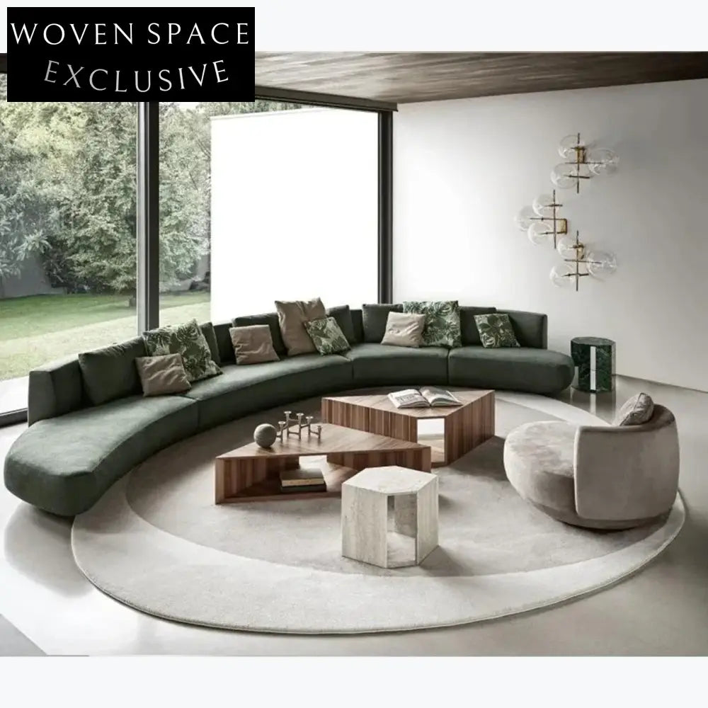 Custom Shaped Wool Area Rug, Cream Minimalist Handmade Carpet